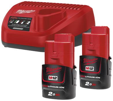 Milwaukee Laddpaket NRG-202, 2×12V/ 2, 0Ah + C12C (4933459209)