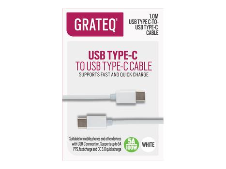 GRATEQ USB-C/ USB-C CABLE QUICK 1M WHITE (85056QC)