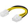 DELTACO Power ATX12V 4-pin connector (female) - Power 8 pins + 12V (male) Black White Yellow 10cm